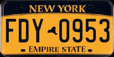 NY license plate FDY0953