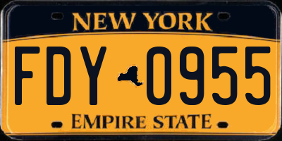 NY license plate FDY0955