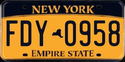 NY license plate FDY0958