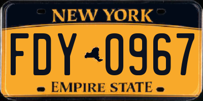 NY license plate FDY0967