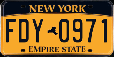 NY license plate FDY0971