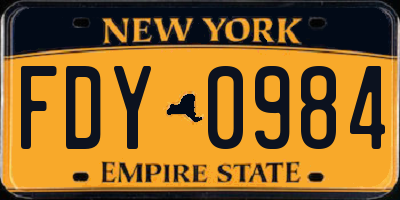 NY license plate FDY0984