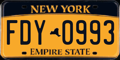 NY license plate FDY0993