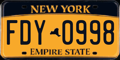 NY license plate FDY0998