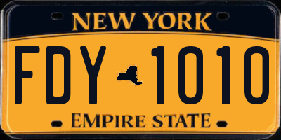 NY license plate FDY1010
