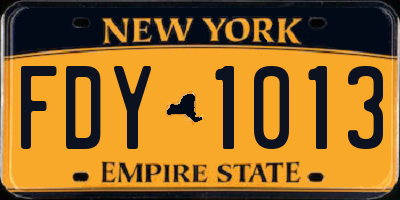 NY license plate FDY1013