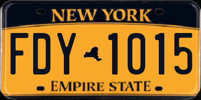 NY license plate FDY1015