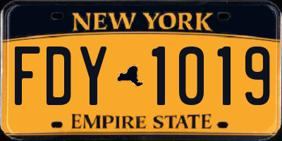 NY license plate FDY1019