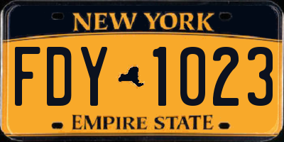 NY license plate FDY1023