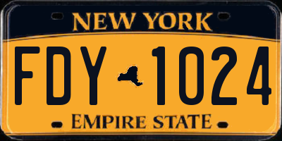 NY license plate FDY1024