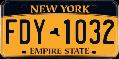 NY license plate FDY1032