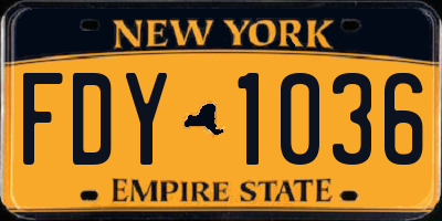 NY license plate FDY1036