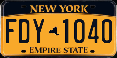 NY license plate FDY1040