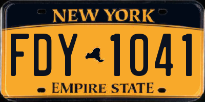 NY license plate FDY1041