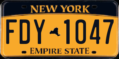 NY license plate FDY1047