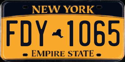 NY license plate FDY1065