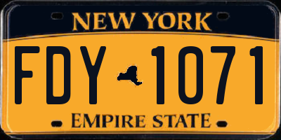 NY license plate FDY1071