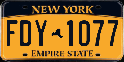 NY license plate FDY1077