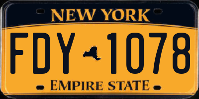 NY license plate FDY1078