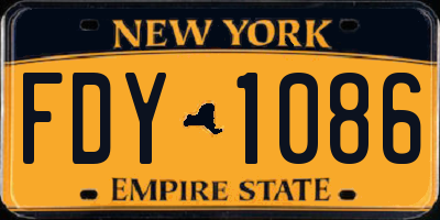 NY license plate FDY1086