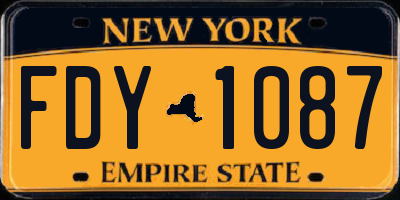 NY license plate FDY1087