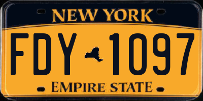 NY license plate FDY1097