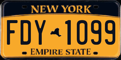 NY license plate FDY1099