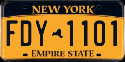 NY license plate FDY1101