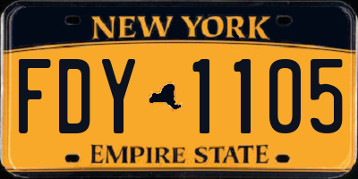 NY license plate FDY1105