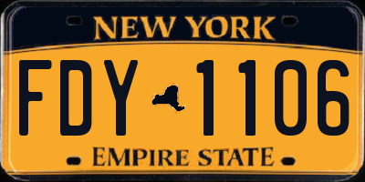 NY license plate FDY1106