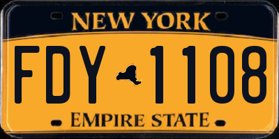 NY license plate FDY1108