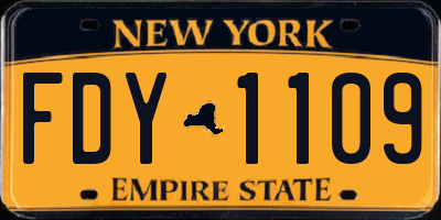 NY license plate FDY1109