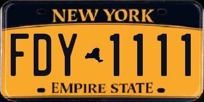 NY license plate FDY1111