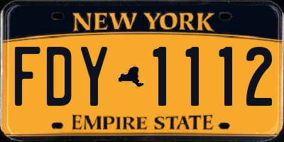 NY license plate FDY1112