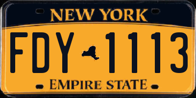 NY license plate FDY1113