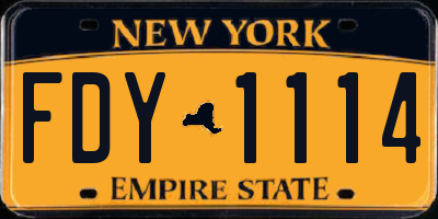 NY license plate FDY1114