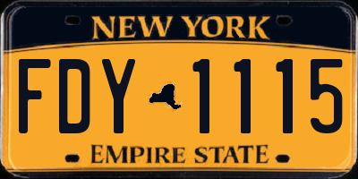 NY license plate FDY1115