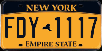 NY license plate FDY1117