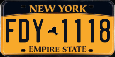 NY license plate FDY1118