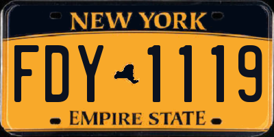 NY license plate FDY1119