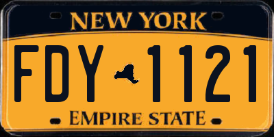 NY license plate FDY1121