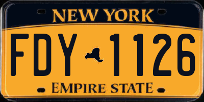 NY license plate FDY1126