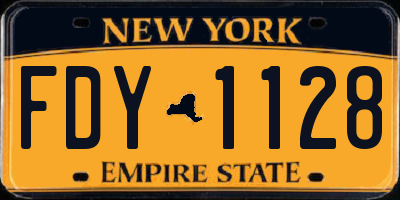 NY license plate FDY1128