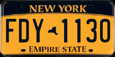 NY license plate FDY1130