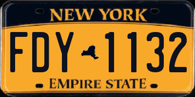 NY license plate FDY1132