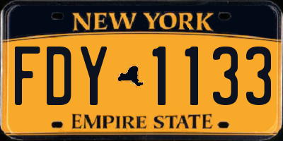 NY license plate FDY1133