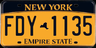 NY license plate FDY1135