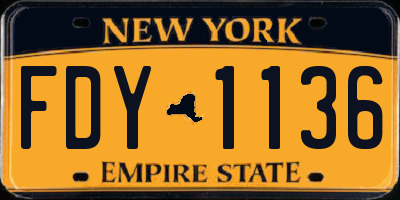 NY license plate FDY1136