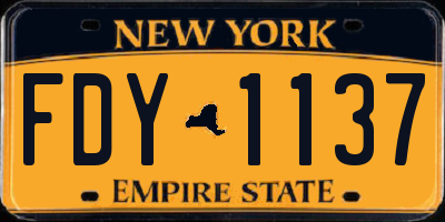 NY license plate FDY1137