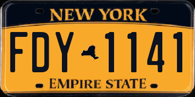 NY license plate FDY1141